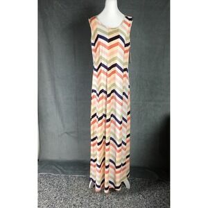 New! LuLaRoe Dani Maxi Dress XL Multicolor Chevron Sleeveless Tank Column Dress